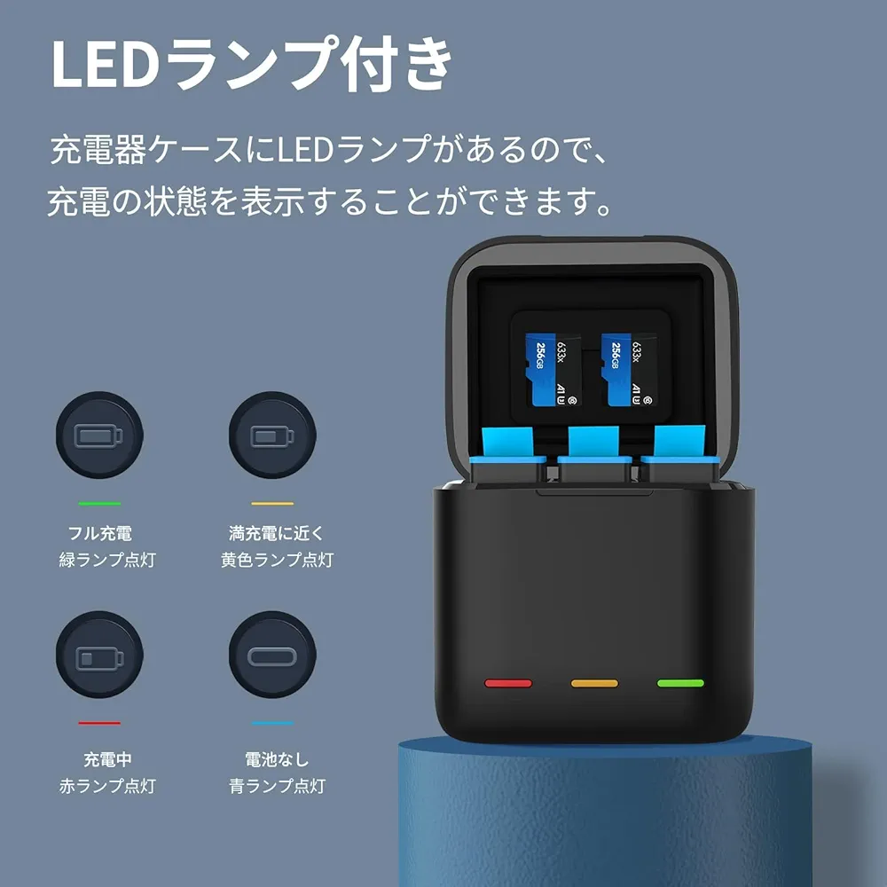 Amazon | TELESIN GoPro Hero12/11/10/9用 バッテリー充電器